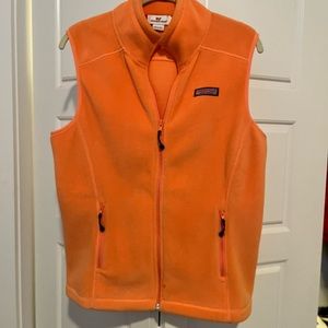 Vineyard Vines Full Zip Fleece Orange Sleeveless Sweater Vest Size Small